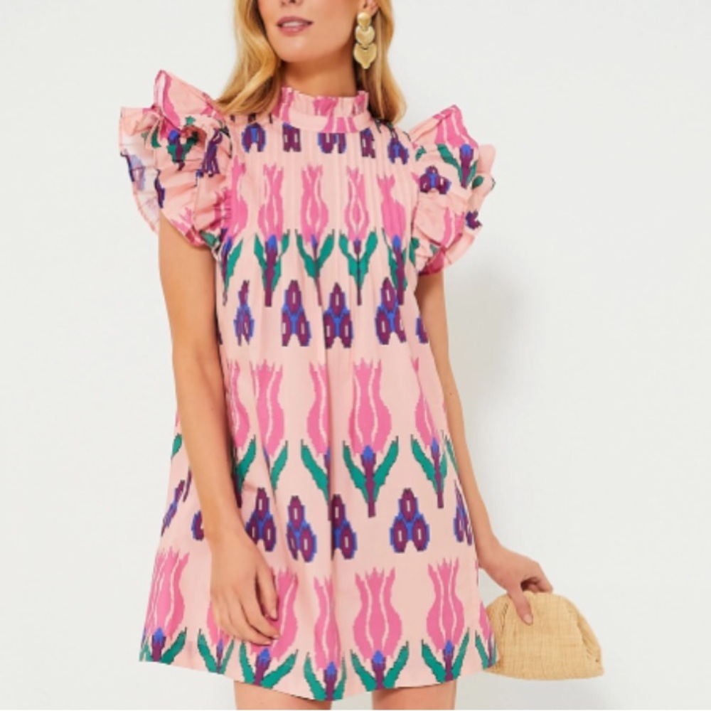 Oliphant Sumba Pink Pintuck Flirty Dress Size Small